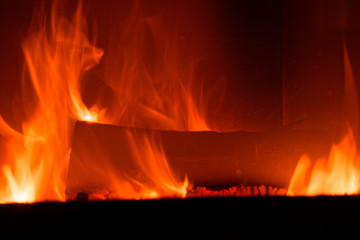 romantic fire in a fireplace