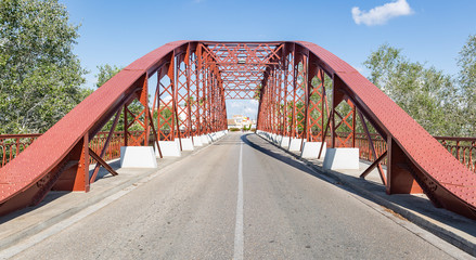 Pont de Ferro - iron bridge over Jucar river in Alzira city, province of Valencia, Spain