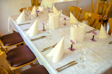 Beautifully decorated in white colours wedding table