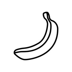 Fruit and berry collection - banana. Line icon of whole unpeeled banana. Vector Illustration 