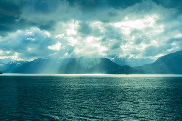 Sun breaking through in the inside passage