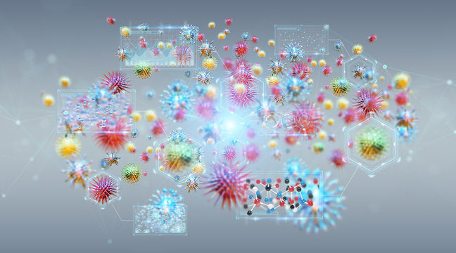 Bacteria microscopic close-up 3D rendering