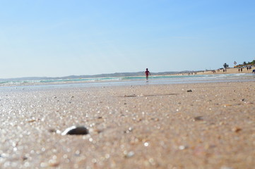 Plaża, widok, piasek, skały
