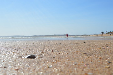 Plaża, widok, piasek, skały