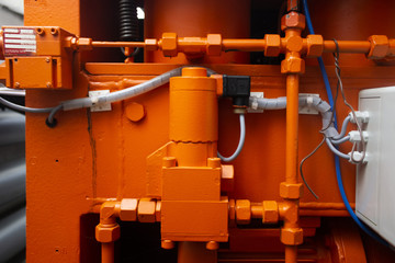 A pipeline of the hydraulic system is high-pressure with the valves of hydrohammer