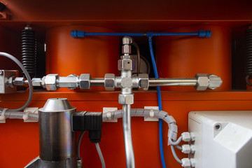 A pipeline of the hydraulic system is high-pressure with the valves of hydrohammer