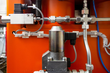 A pipeline of the hydraulic system is high-pressure with the valves of hydrohammer