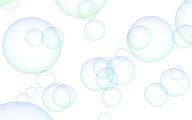 Light pastel colored background with pink bubbles. Wallpaper, texture blue balloons. 3D illustration