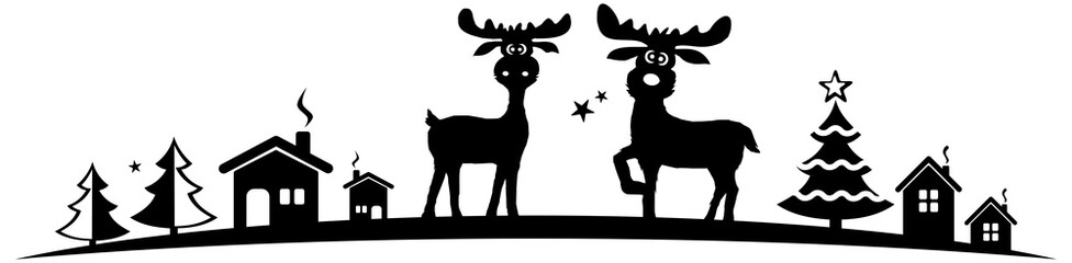 Silhouette Christmas Reindeers