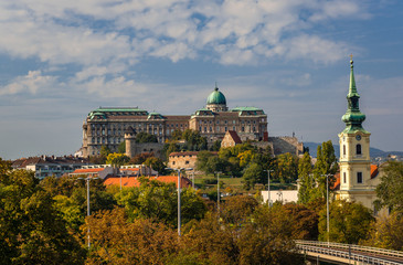 Fototapeta na wymiar View of the Buda Castle, on the Castle Hill, in Budapest, Hungary.