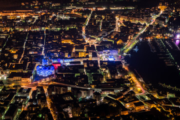 como lake - night aerial view