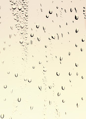 water drops on glass, rain drops on window glass afther the rain