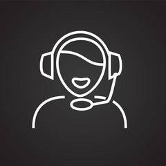 Help desc call center operator thin line on black background icon