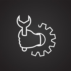 Set up techinical support thin line on black background icon