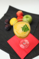 Mango smoothie served in a glass