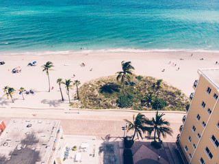 Ocean beach view from luxury apartments in Florida
