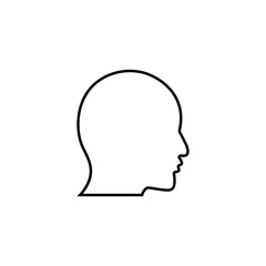 User linear icon. Human head. Thin line illustration. Profile contour symbol. Man face side view. Vector isolated outline drawing.