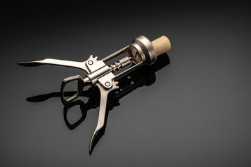 corkscrew for wine on black background2