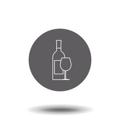 Wine bottle and wineglass line icon, outline vector sign, linear style pictogram isolated on white. Party and event symbol, logo illustration.