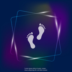 Vector neon light icon of footprint of man. Illustration footprint. Layers grouped for easy editing illustration. For your design.