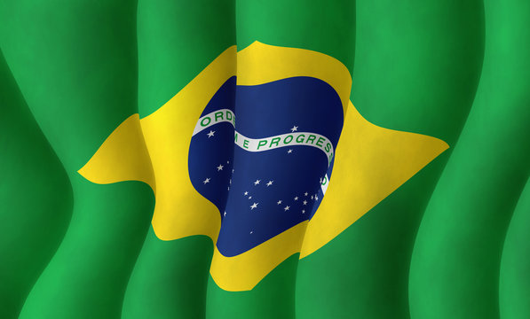 Illustraion of a flying Brazilian Flag