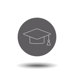 Graduation cap icon thin line for web and mobile, modern minimalistic flat design. Vector dark grey icon on light grey background.