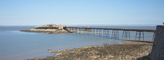 The derelict Birnbeck Pier (18th century), Weston-super-Mare, Somerset, England, UK.