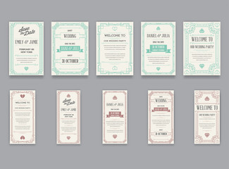 Big Set of Great Quality Style Invitation in Art Deco or Nouveau Epoch 1920's Gangster Era Collection Vector