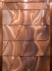 Copper big roof tiles. Large copper surface for interior and exterior