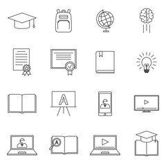 Simple Set of online education Related Vector Line Icons. Contains such Icons as teaching, learning, training, student and more. Symbol, logo illustration.