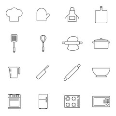 Simple Set of Cooking Related Vector Line Icons. Contains such Icons as Kitchen Utensils, Boiling and Frying Time, Cookbook and more. Symbol, logo illustration.