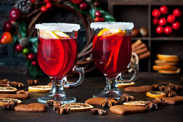 Christmas hot drink in glass