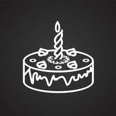 Christmas cake thin line onblack background icon