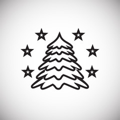 Christmas tree with stars thin line on white background icon