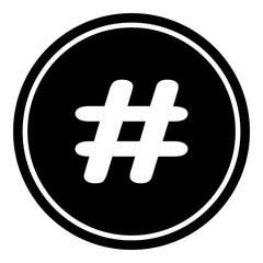 Hashtag sign icon vector illustration on black background