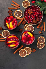 Christmas food background with ingredients for mulled wine
