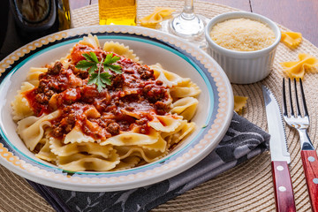 Delicious gravy pasta with bolognese sauce.
