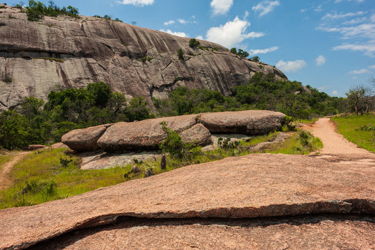 Granite rock boulders in the Texas Hill Country