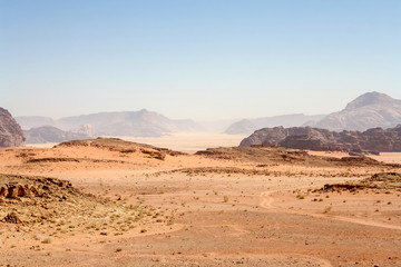 Naklejka na ściany i meble Sand dune in Wadi Rum desert - Jordan
