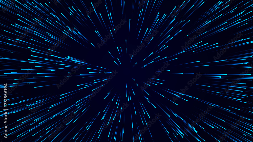 Poster Abstract circular speed background. Starburst dynamic lines pattern. Abstract data flow background. 3D rendering.