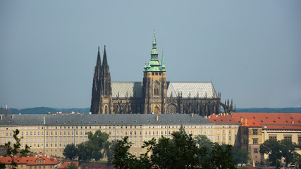 view of the St. Vitus Cathedral from the hill