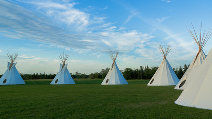 Indigenous Tee Pee on the Prairie at Sunset