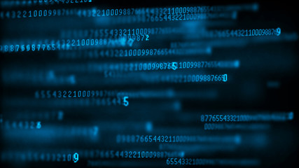 Digital background matrix. Data packets. Binary computer code. Hacker concept. 3d rendering