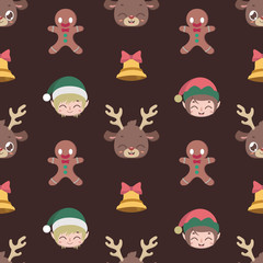Seamless pattern background with Christmas characters