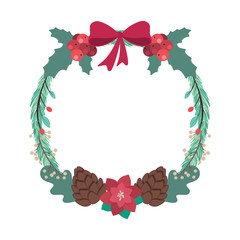 Decorative floral circular Christmas frame