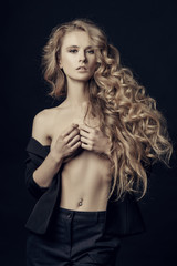 Naklejka premium long curly hair