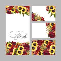 Set of floral frame with colorful flower.