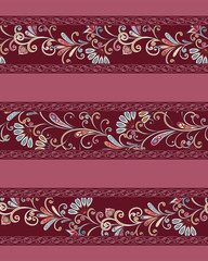 Abstract vintage pattern with decorative flowers, leaves and Paisley pattern in Oriental style.