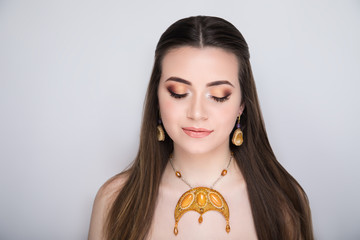 woman perfect brunette hair