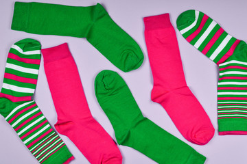 Colorful collection of cotton socks.